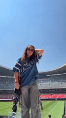 Woman Takes Selfies at Empty Estadio Azteca Stadium