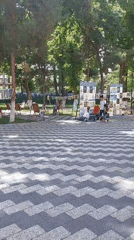 Morning documentation of Tashkent park features and surroundings
