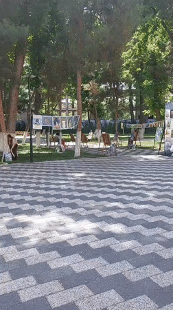 Morning documentation of Tashkent park features and surroundings
