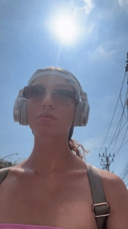 Woman filmed outdoors in sunny Baan Chaweng, Thailand