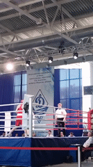 Boxing match between red, blue fighters in Kopeysk, Russia
