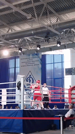 Boxing match between red, blue fighters in Kopeysk, Russia