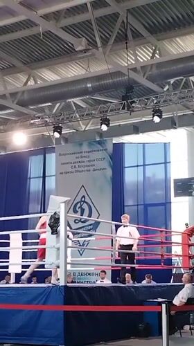 Boxing match between red, blue fighters in Kopeysk, Russia