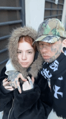Candid couple moment in Buenos Aires, fur coat and tattoos