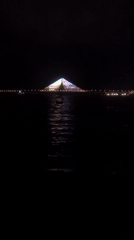 Mumbai's Bandra-Worli Sea Link captured in nighttime illumination display