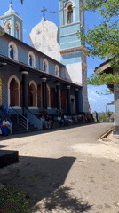 Historic blue church gathering in Galle Sri Lanka