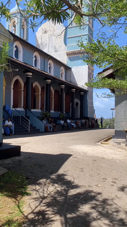 Historic blue church gathering in Galle Sri Lanka