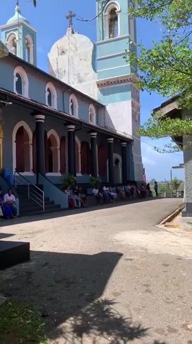 Historic blue church gathering in Galle Sri Lanka