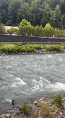 Estosadok's river, mountains, and resort infrastructure in summer