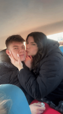 Young couple shares intimate moment in car in Popovitsa