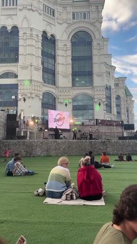 Outdoor concert by Stoptime music group in Astrakhan, Russia
