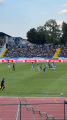 Football match underway at Yantra Stadium, Ruse