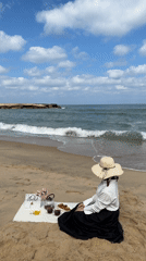Beachside picnic setup on the Gaza coast