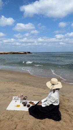 Beachside picnic setup on the Gaza coast