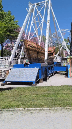 Idle carnival rides captured at dormant amusement park