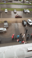 Delivery scooters overturned, helicopter spotted in Murino, Russia