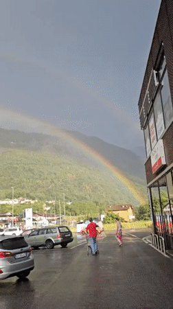 Double rainbow over Sonico after a summer rainstorm