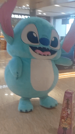 Stitch mascot, cartoon statues draw shoppers at Denpasar mall