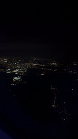 Wizz Air passenger films nighttime aerial view over Sosnowiec