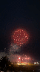 Nighttime fireworks display over a crowd in Vitebsk, Belarus