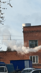 Steam plume observed behind brick wall in Chaikovsky, Russia