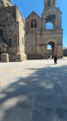 Visitors gather at historic Etchmiadzin Cathedral in Armenia