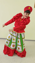 Women perform in traditional Russian folk costumes in Markovskii