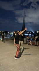 Rock band performs outdoor evening concert in Moscow park