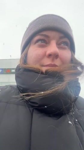 Woman photographed in various settings during morning in Klin