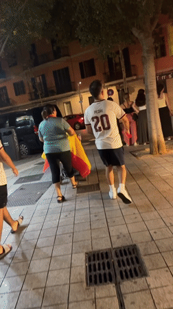 Late-night street activity across central Palma de Mallorca