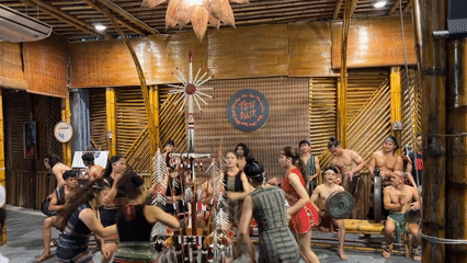 Traditional dance performance captured in bamboo venue, Hội An