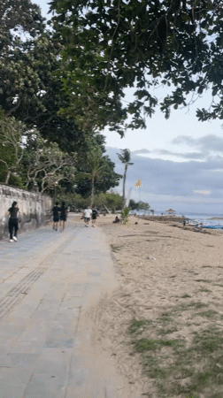 Morning beach life documented in Denpasar, Indonesia