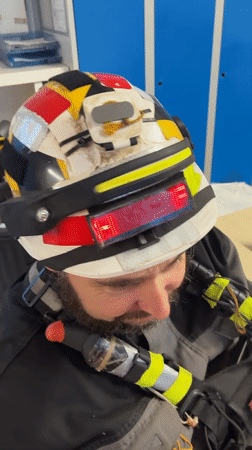 Worker in decorated hard hat spotted smiling in Brest