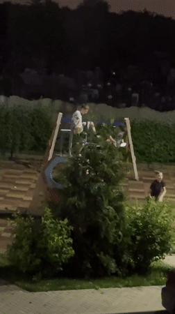 Thunderstorm system moves through Krasnodar, Russia during evening hours