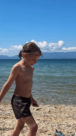 Beach day relaxation at Ofrynio Beach, Greece