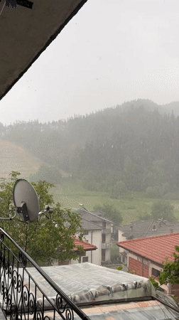 Heavy rain falls over Bulgarian village of Chepintsi