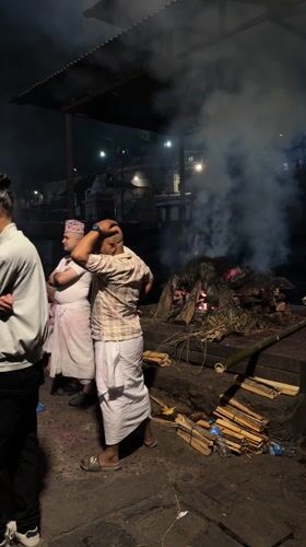 Traditional cremation ceremony observed in Kathmandu evening hours