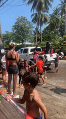 Thai New Year water fights celebrated in Ban Bang Rak