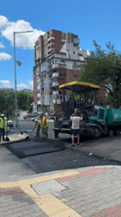 Street paving operation with heavy machinery in Veliko Tarnovo