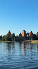 A calm afternoon at Trakai's lakeside castle and marina