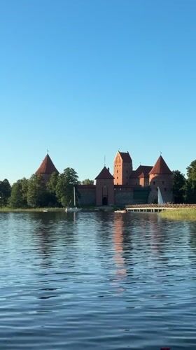 A calm afternoon at Trakai's lakeside castle and marina