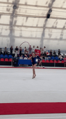 Young gymnast performs rhythmic routines at Sochi arena