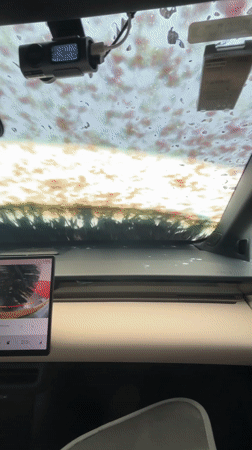 Car wash recorded from inside vehicle in Holon