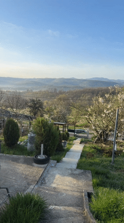 Dawn breaks over Bulgarian countryside in Balinovtsi village