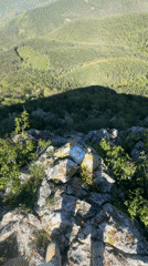 Hiker explores rocky cliffs near Bilka, Bulgaria