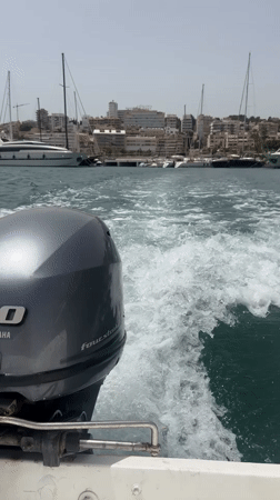 Boating through Palma's port and open water, July 2026