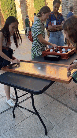 Street performers entertain cafe crowds in Barcelona's Born district