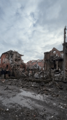 Extensive destruction documented in Ukrainian residential area with cleanup underway