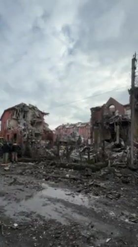 Extensive destruction documented in Ukrainian residential area with cleanup underway