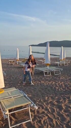 Beach life captured in Boreti, Montenegro during evening hours